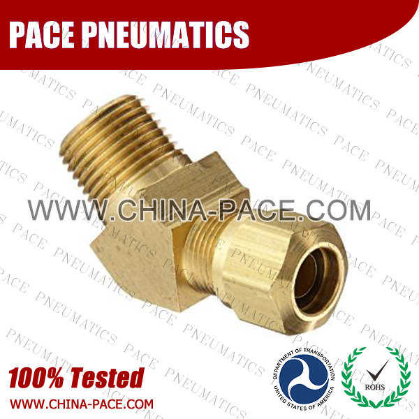 Barstock 45 Degree Male Elbow Compression fittings, Brass connectors, Brass Pipe Joint Fittings, Pneumatic Fittings, Air Fittings